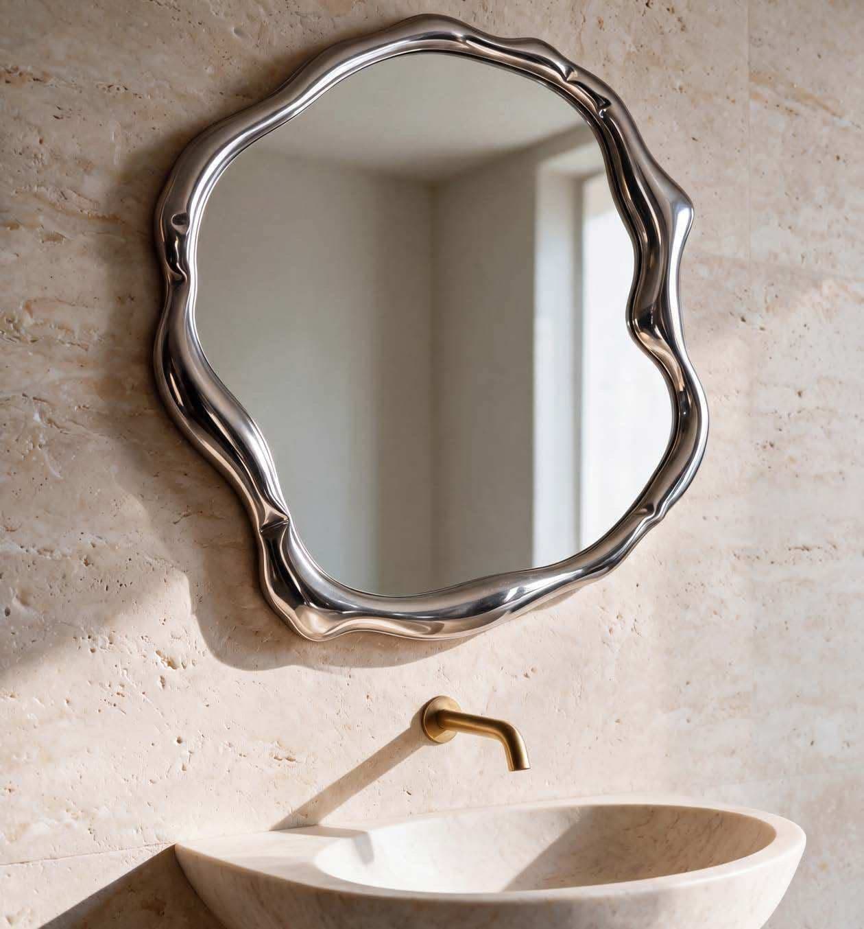 Sculpt Studio organic mirror over a basin