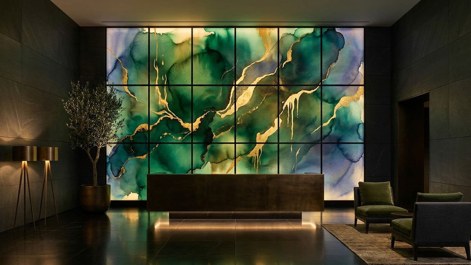 Spa reception feature wall